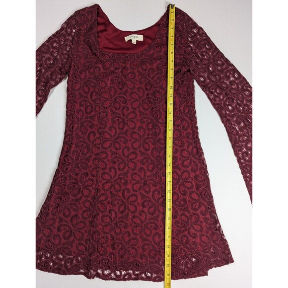 UMGEE Women's Dress Bohemian Tunic Small Burgundy Red Bell Sleeves Scoop Neck - Picture 5 of 11